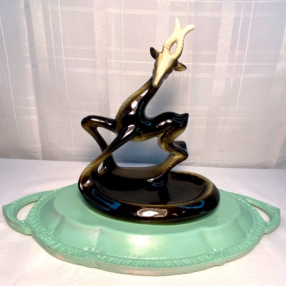 Vintage Gazelle Mid Century Deer Pin tray change caddy California art 6.5" tall - Picture 7 of 11